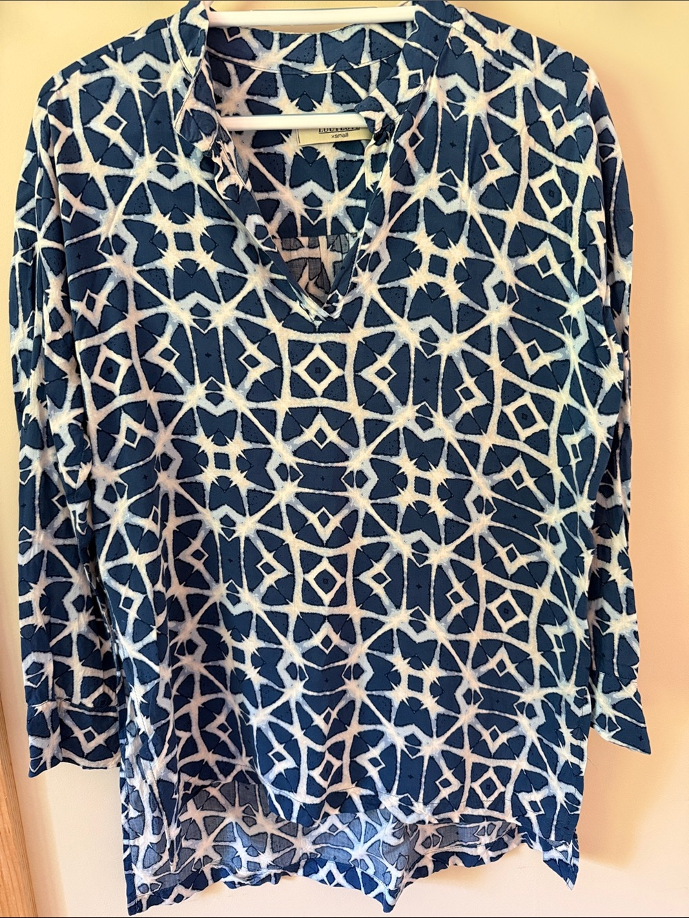 Lucy Love Navy and White Geometric V-Neck Oversized Tunic